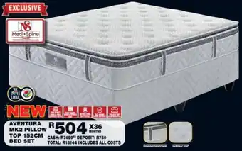 Medi+spine aventura mk2 pillow top 152cm bed set