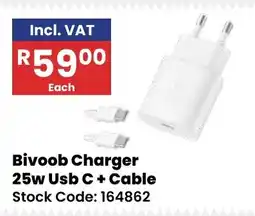 Africa Cash and Carry Bivoob Charger 25w Usb C + Cable offer