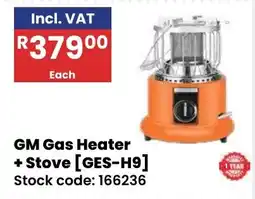 Africa Cash and Carry GM Gas Heater + Stove [GES-H9] offer