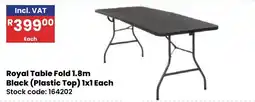 Africa Cash and Carry Royal Table Fold 1.8m Black (Plastic Top) offer