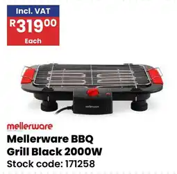Africa Cash and Carry Mellerware BBQ Grill Black 2000W offer