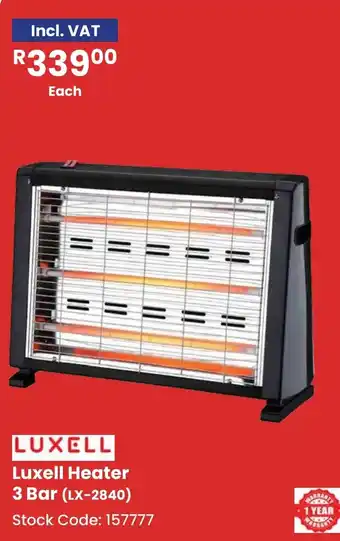 Africa Cash and Carry Luxell Heater 3 Bar offer