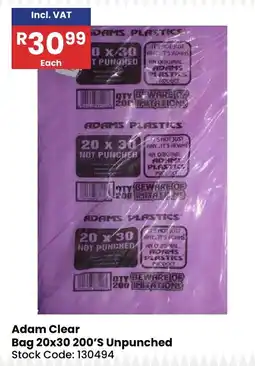 Africa Cash and Carry Adam Clear Bag 20x30 200'S Unpunched offer