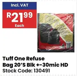 Africa Cash and Carry Tuff One Refuse Bag 20'S Blk offer