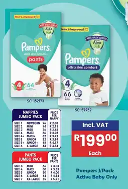 Africa Cash and Carry Pampers ultra skin comfort nappies/pants jumbo pack offer