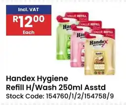 Africa Cash and Carry Handex Hygiene Refill H/Wash 250ml Assorted offer