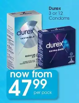 Clicks Durex 3 or 12 Condoms offer