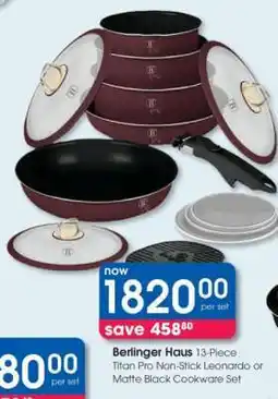 Clicks Berlinger Haus 13-Piece Titan Pro Non-Stick Leonardo or Matte Black Cookware Set offer