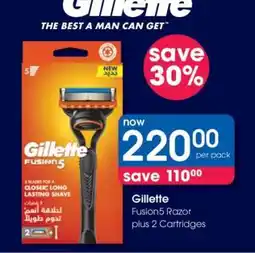 Clicks Gillette Fusion5 Razor plus 2 Cartridges offer