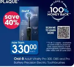 Clicks Oral-B Adult Vitality Pro 300, DB5 and Pro Battery Precision Electric Toothbrushes offer