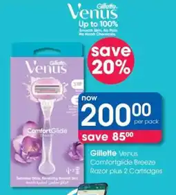 Clicks Gillette Venus Comfortglide Breeze Razor plus 2 Cartridges offer