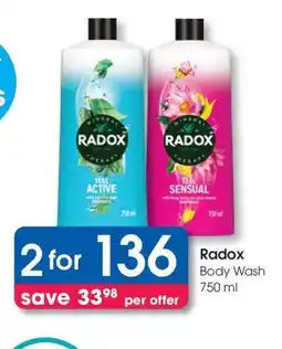 Clicks Radox Body Wash 750 ml offer