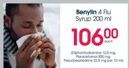 Clicks Benylin 4 Flu Syrup 200 ml offer