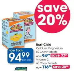 Clicks BrainChild Calcium Magnesium 60 Chew Tablets offer