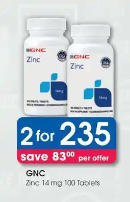 Clicks GNC Zinc 14 mg 100 Tablets offer