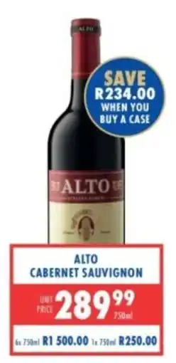 Ultra Liquors ALTO CABERNET SAUVIGNON offer