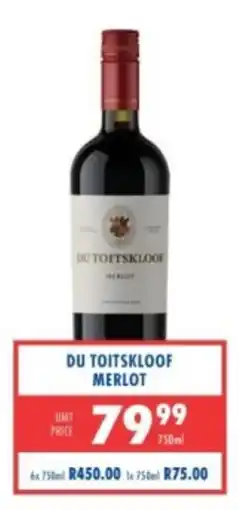 Ultra Liquors Du Toitskloof Merlot offer