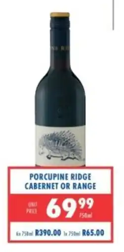 Ultra Liquors Porcupine Ridge Cabernet or Range offer