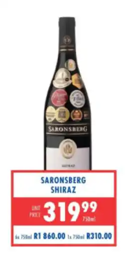 Ultra Liquors Saronsberg Shiraz offer
