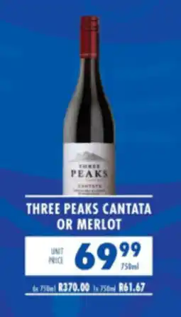 Ultra Liquors Three Peaks Cantata or Merlot offer