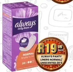 Take 'n Pay Always Panty Liners Normal/Unscented offer