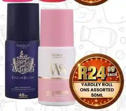 Take 'n Pay Yardley roll ons assorted offer
