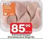 Pick n Pay Fresh chicken drumsticks 6s or wings 12s offer