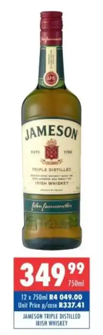 JAMESON TRIPLE DISTILLED IRISH WHISKEY