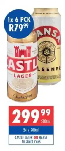 Ultra Liquors Castle Lager or Hansa Pilsener offer