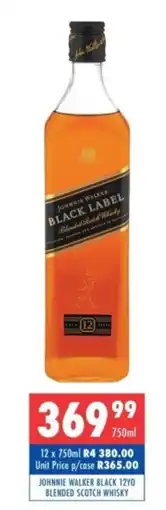 Ultra Liquors JOHNNIE WALKER BLACK 12YO BLENDED SCOTCH WHISKY offer