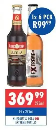 Ultra Liquors Klipdrift & Cola or Extreme Bottles offer