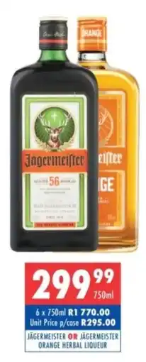 Ultra Liquors Jägermeister OR Jägermeister Orange Herbal Liqueur offer