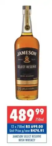 Ultra Liquors JAMESON SELECT RESERVE IRISH WHISKEY offer