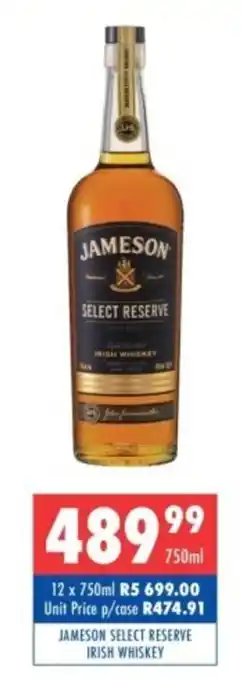 JAMESON SELECT RESERVE IRISH WHISKEY