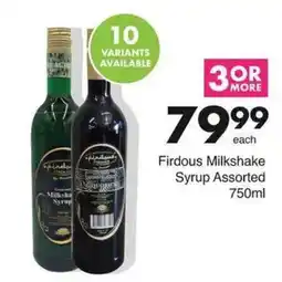 Save Hyper Firdous Milkshake Syrup Assorted offer