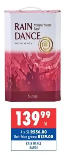 Ultra Liquors Rain Dance Natural Sweet Rosé offer