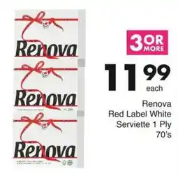 Save Hyper Renova Red Label White Serviette 1 Ply 70's offer