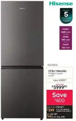 Bradlows 223Lt Metallic Fridge Freezer offer