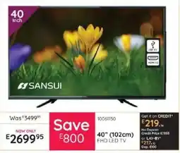 Bradlows SANSUI 40" FHD LED TV offer
