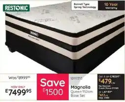 Bradlows Restonic Magnolia Queen 152cm Base Set offer