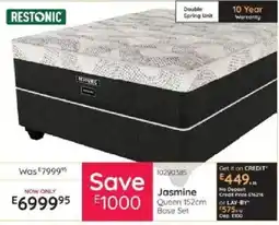 Bradlows RESTONIC Jasmine Queen 152cm Base Set offer