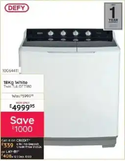 Bradlows DEFY 18Kg White Twin Tub DTT180 offer