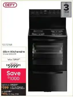 Bradlows DEFY 60cm Kitchenaire Stove offer