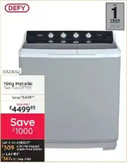 Bradlows DEFY 15Kg Metallic Twin Tub DTT151 offer