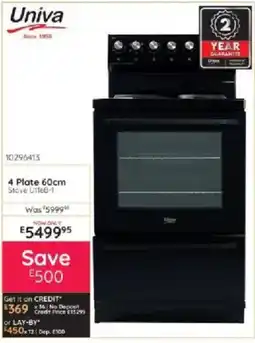 Bradlows Univa 4 Plate 60cm Stove offer