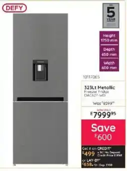 Bradlows DEFY 323Lt Metallic Freezer Fridge offer