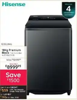 Bradlows Hisense 18Kg Premium Black Top Loader offer