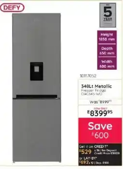 Bradlows DEFY 348Lt Metallic Freezer Fridge offer