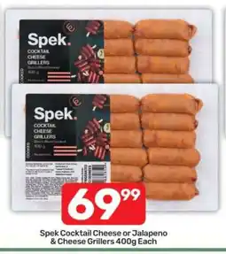 Pick n Pay Spek Cocktail Cheese or Jalapeno Cheese Grillers 400g Each offer