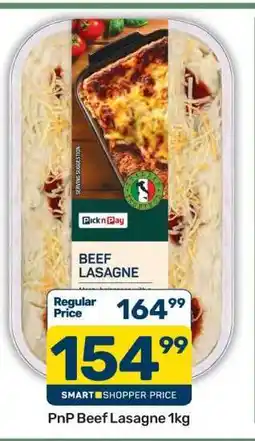 Pick n Pay PnP Beef Lasagne 1kg offer